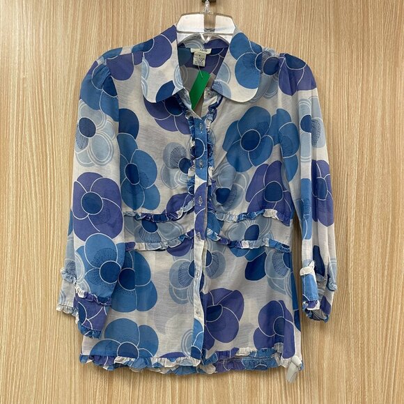 Odille Blue Print Blouse Size 6 - Picture 1 of 4